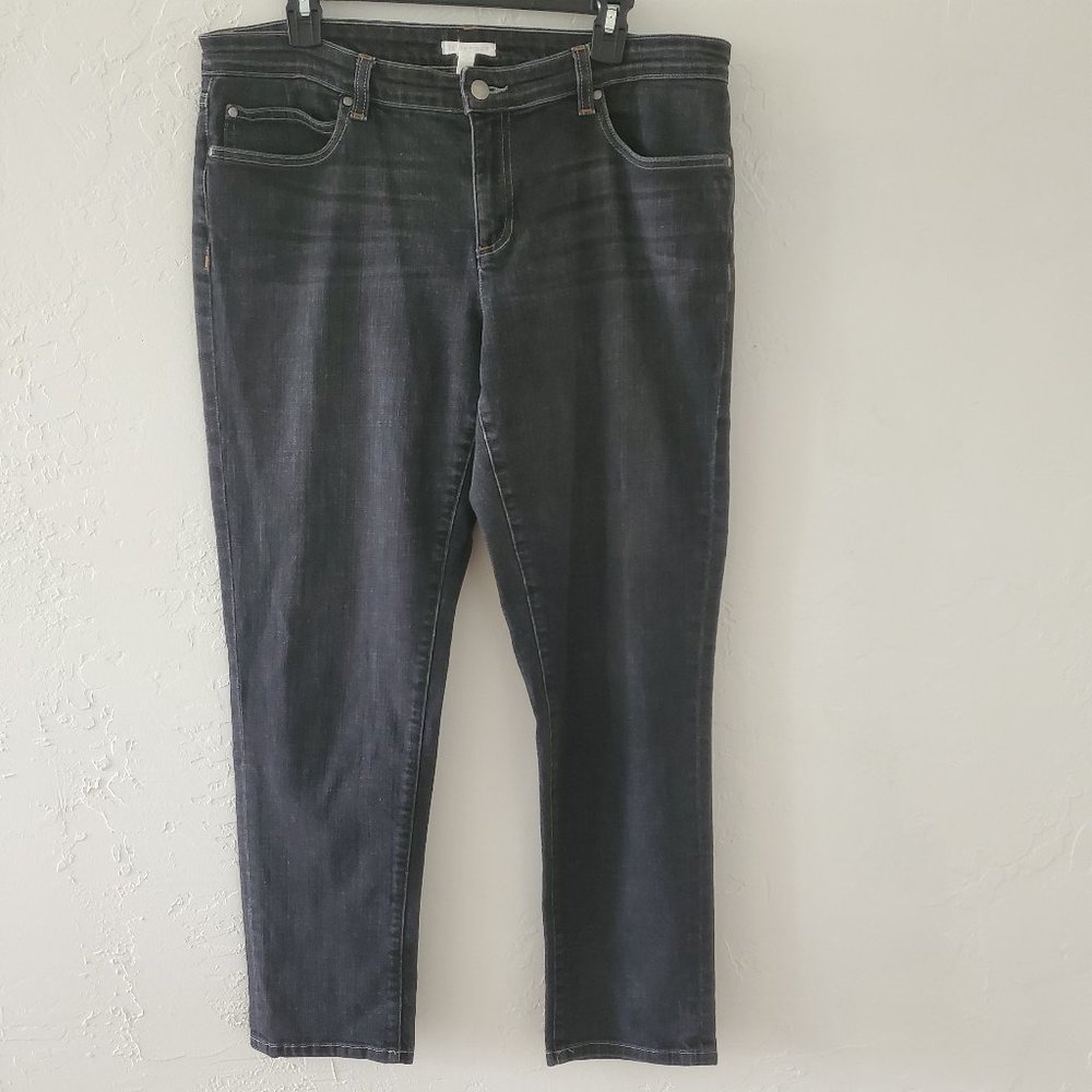 Eileen Fisher Jeans 12 Faded Wash Black Stretch